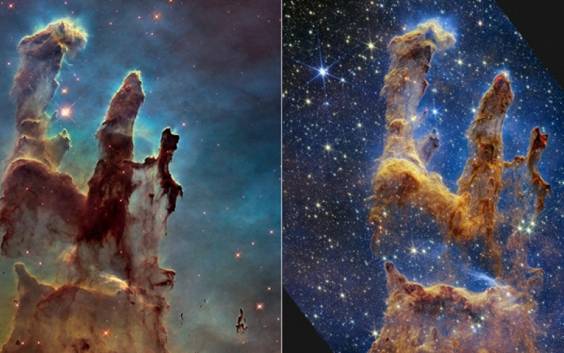 Космический телескоп «Джеймс Уэбб» сделал фото «Столпов Творения», находящиеся на расстоянии в 7000 световых лет от Земли