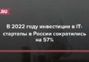 В 2022 году инвестиции в IT-стартапы в России сократились на 57%
